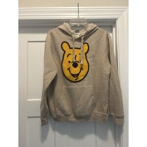 Disney Sweater Women’s Large Tan Winnie The Pooh Hoodie Sweatshirt Embroidered